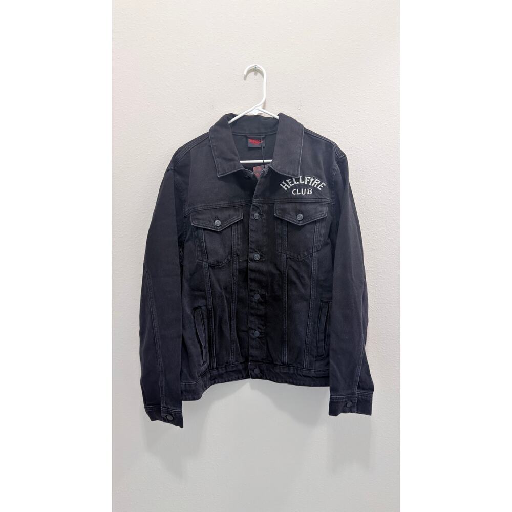 Primark Stranger Things Hellfire Club Embroidered Denim Jacket Unisex Large NEW